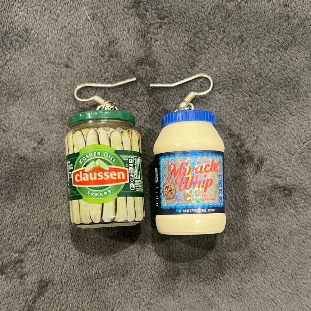 Quirky Pickle and Miracle Whip Earrings